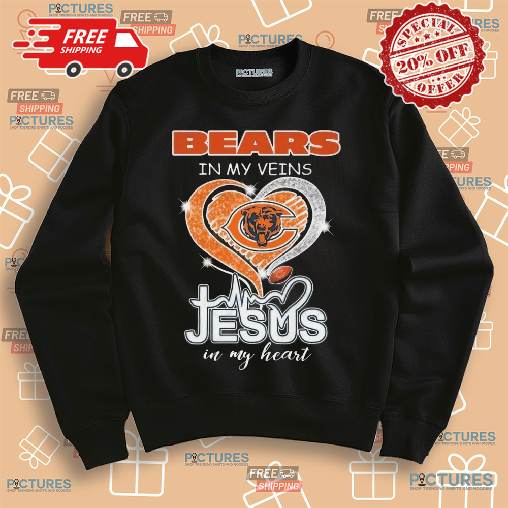 Chicago Bears In My Veins Jesus In My Heart Diamond 2024 Shirt Chicago Bears In My Veins Jesus In My Heart Diamond 2024 Shirt
