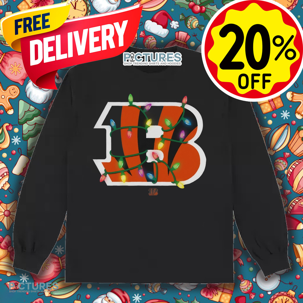 Cincinnati Bengals Primary Logo Christmas Lights Shirt