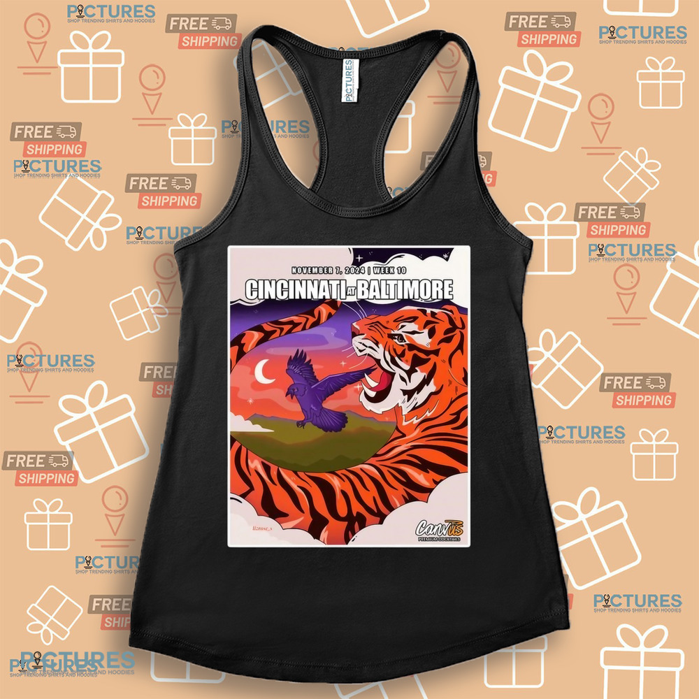 Cincinnati Bengals at Baltimore Ravens November 7, 2024 Week 10 Game Poster Shirt Cincinnati Bengals at Baltimore Ravens November 7, 2024 Week 10 Game Poster Shirt
