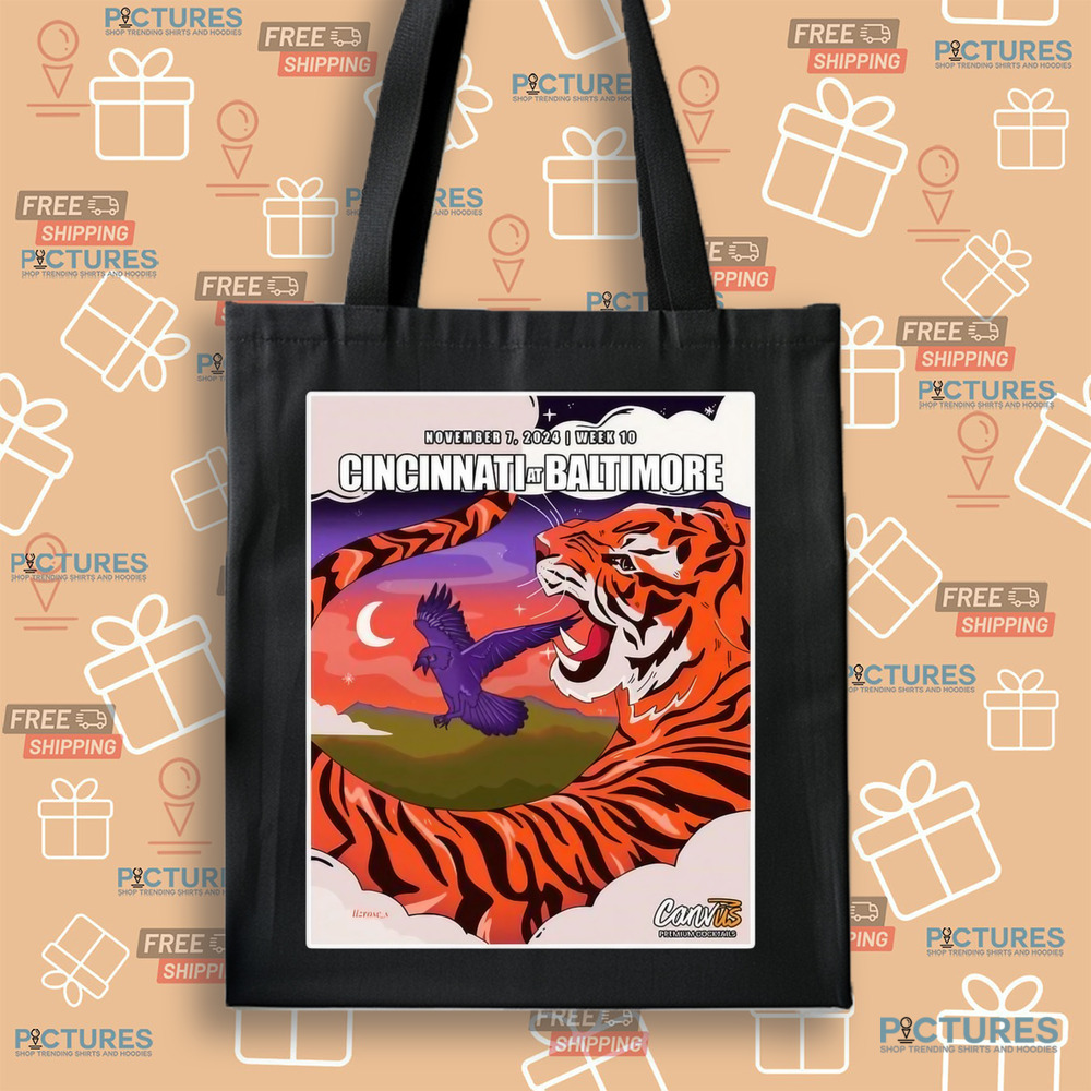 Cincinnati Bengals at Baltimore Ravens November 7, 2024 Week 10 Game Poster Shirt Cincinnati Bengals at Baltimore Ravens November 7, 2024 Week 10 Game Poster Shirt