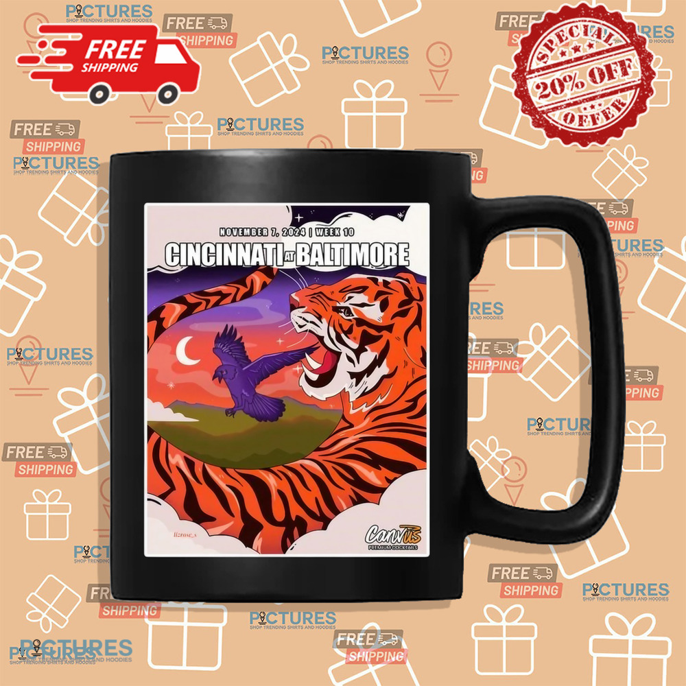 Cincinnati Bengals at Baltimore Ravens November 7, 2024 Week 10 Game Poster Shirt Cincinnati Bengals at Baltimore Ravens November 7, 2024 Week 10 Game Poster Shirt