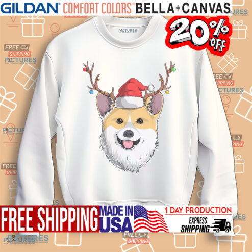 Corgi Dog Santa Claus Hat Christmas Shirt