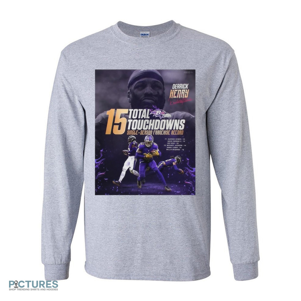 Derrick Henry Baltimore Ravens NFL 15 Total Touchdowns Single Season Franchise Record Signature Poster Shirt