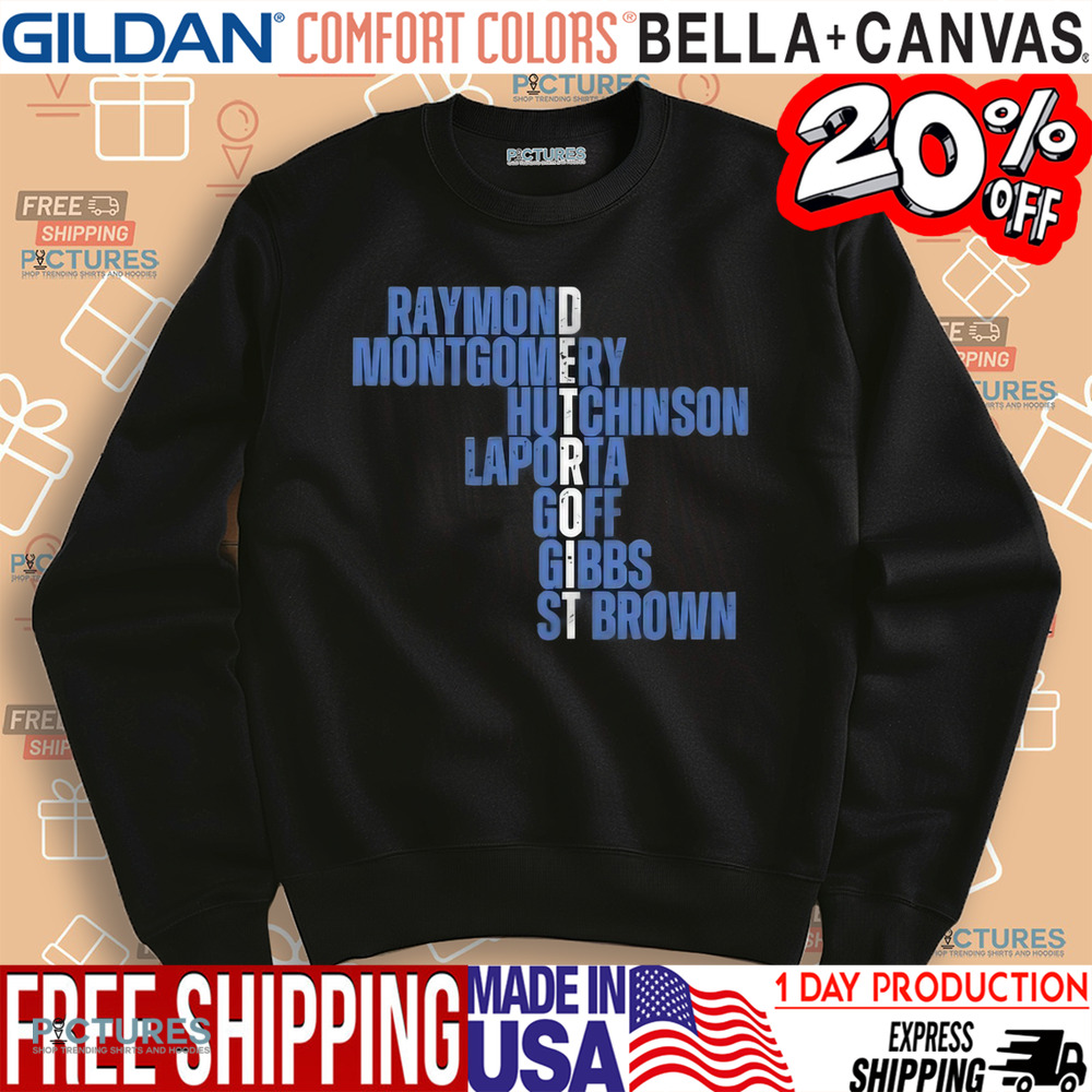 Detroit Lions Raymond Montgomery Hutchinson Laporta Goff Gibbs St Brown Shirt