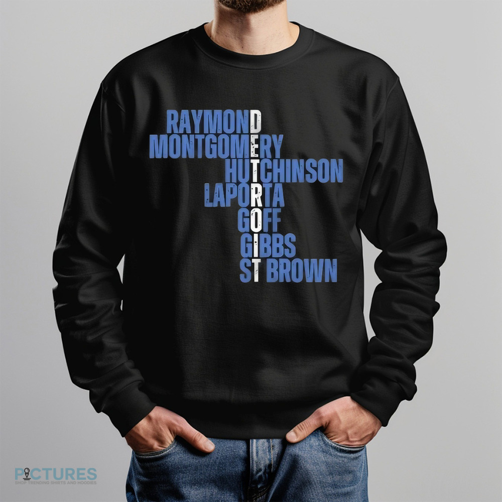 Detroit Lions Raymond Montgomery Hutchinson Laporta Goff Gibbs St Brown Shirt