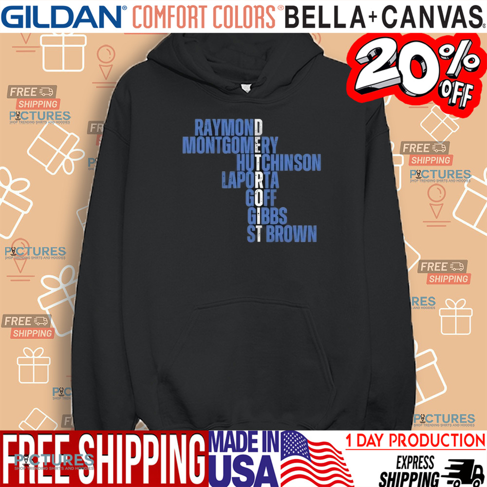 Detroit Lions Raymond Montgomery Hutchinson Laporta Goff Gibbs St Brown Shirt