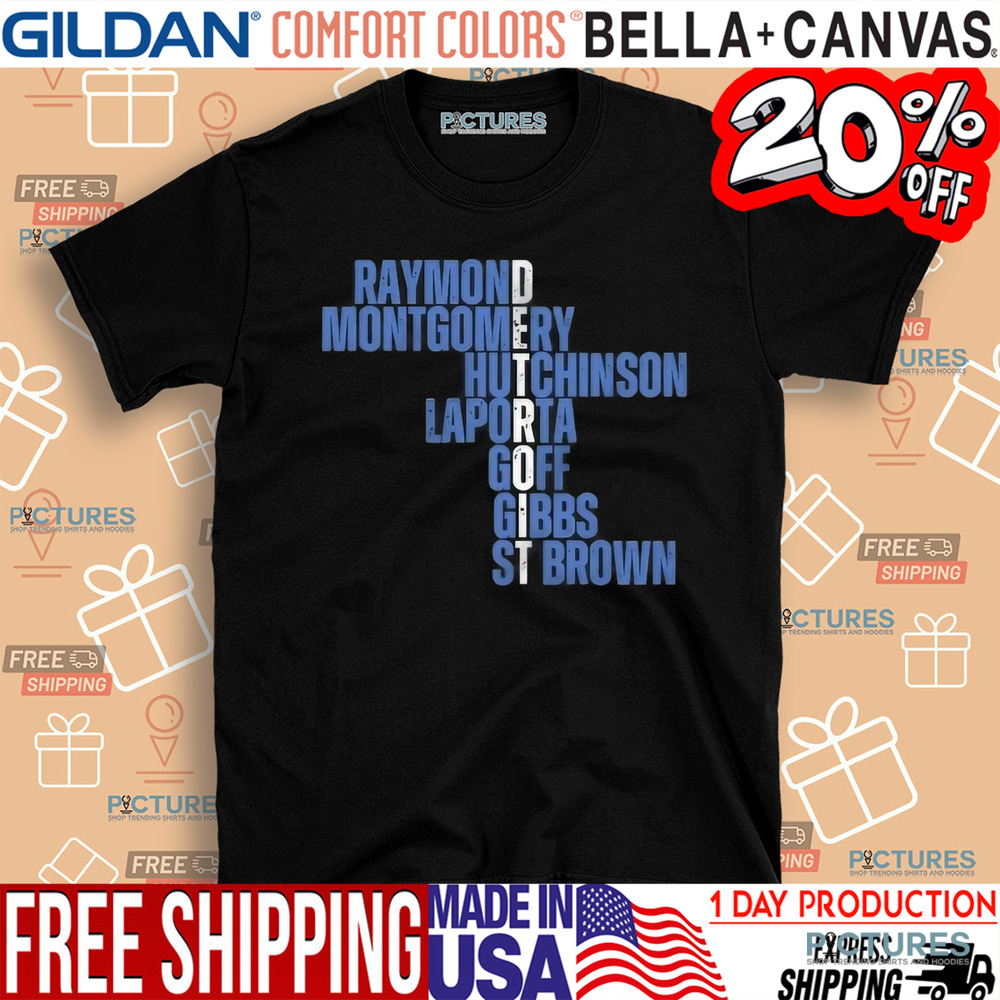 Detroit Lions Raymond Montgomery Hutchinson Laporta Goff Gibbs St Brown Shirt