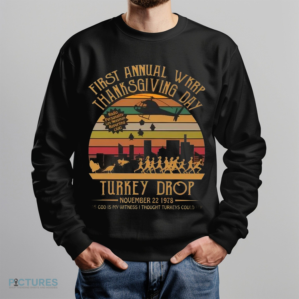 First Annual WKRP Thanksgiving Day Turkey Drop Vintage Retro Shirt First Annual WKRP Thanksgiving Day Turkey Drop Vintage Retro Shirt