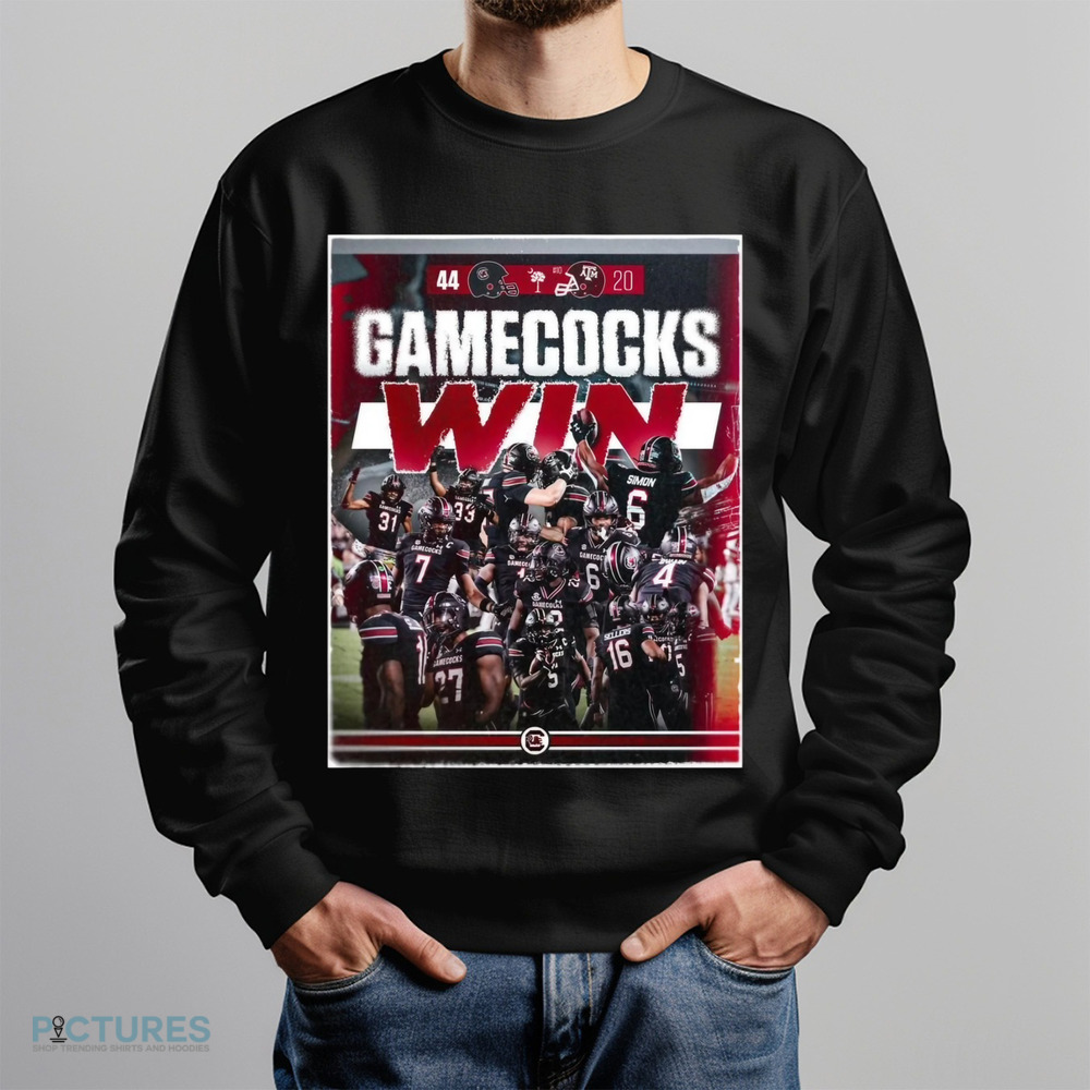 Gamecocks Win South Carolina Gamecocks Vs Texas AnM Aggies 44-20 Score Poster Shirt Gamecocks Win South Carolina Gamecocks Vs Texas AnM Aggies 44-20 Score Poster Shirt