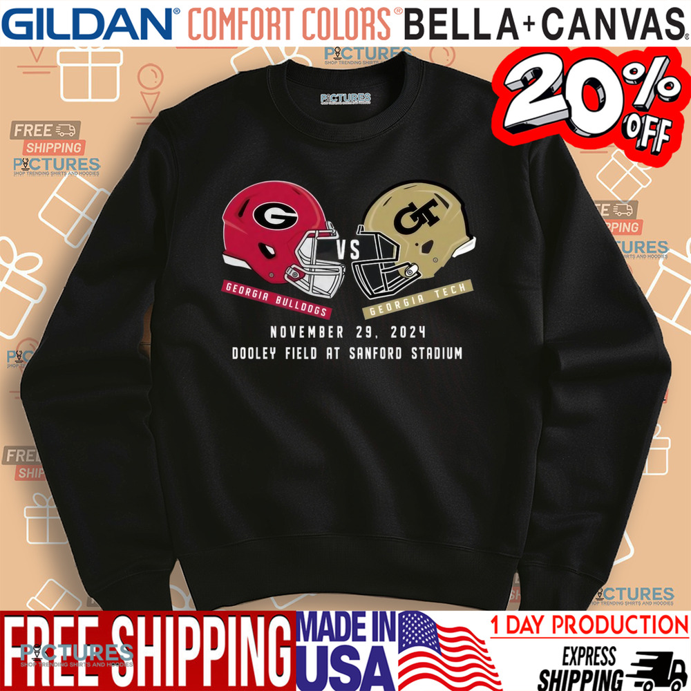 Georgia Bulldogs vs Georgia Tech November 29 2024 Dooley Field At Sanford Stadium Helmet Shirt