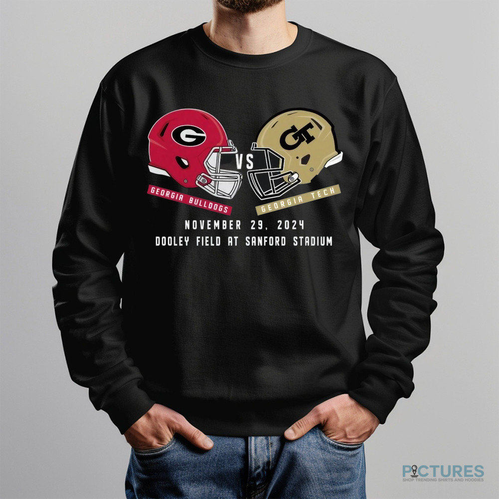 Georgia Bulldogs vs Georgia Tech November 29 2024 Dooley Field At Sanford Stadium Helmet Shirt
