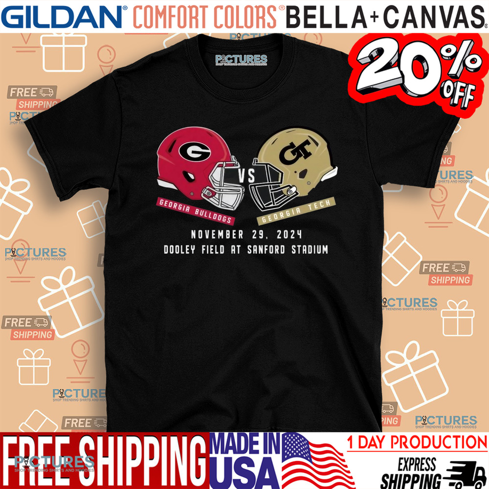 Georgia Bulldogs vs Georgia Tech November 29 2024 Dooley Field At Sanford Stadium Helmet Shirt