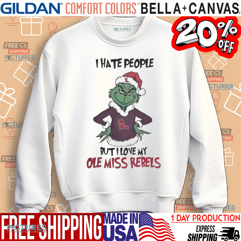 Grinch I Hate People But I Love My Ole Miss Rebels Merry Christmas Shirt