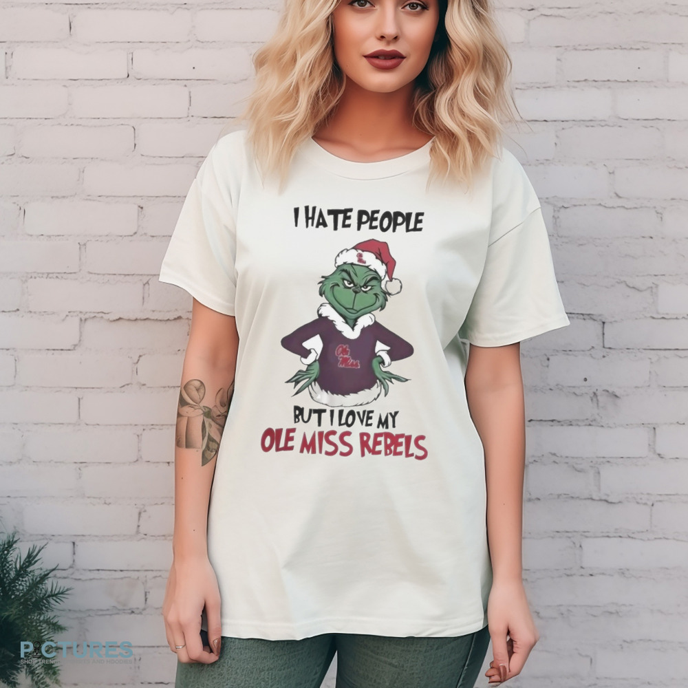 Grinch I Hate People But I Love My Ole Miss Rebels Merry Christmas Shirt