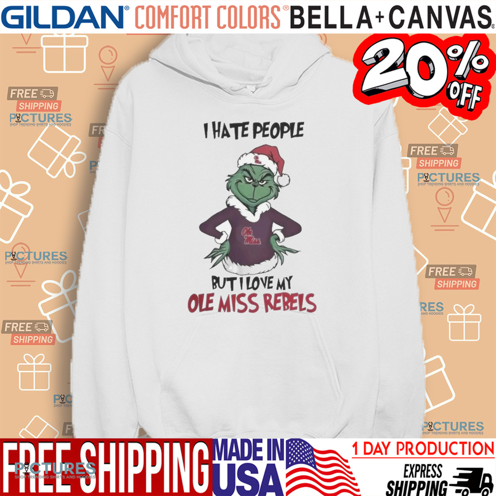 Grinch I Hate People But I Love My Ole Miss Rebels Merry Christmas Shirt