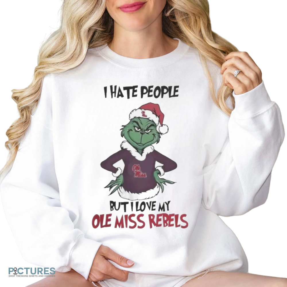 Grinch I Hate People But I Love My Ole Miss Rebels Merry Christmas Shirt