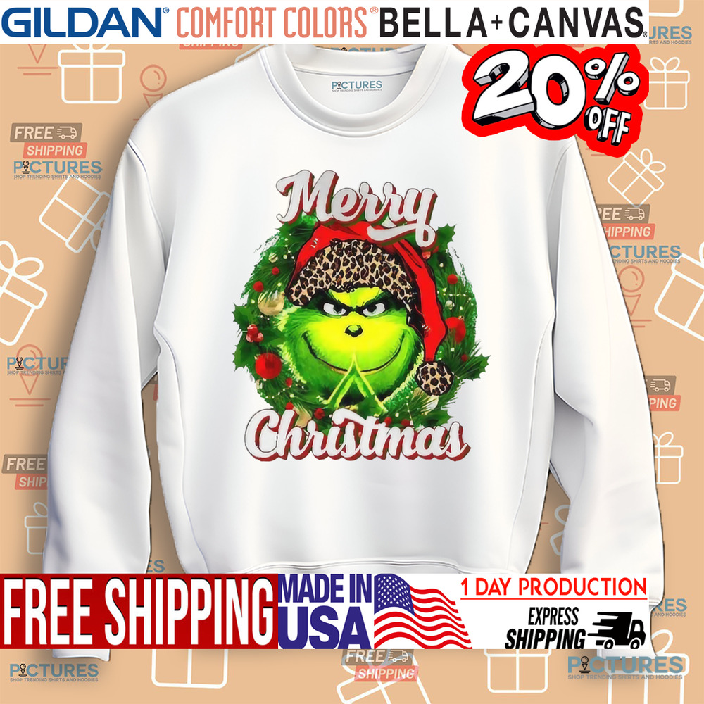 Grinch Merry Christmas wreath shirt