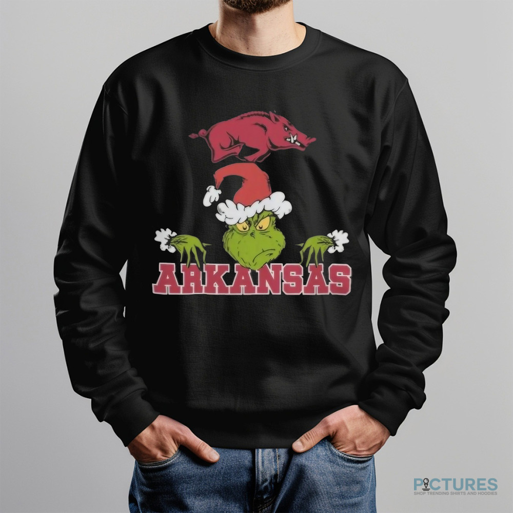 Grinch NCAA Arkansas Razorbacks Logo Football Christmas 2024 Shirt Grinch NCAA Arkansas Razorbacks Logo Football Christmas 2024 Shirt