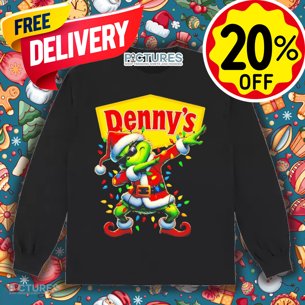 Grinch Santa dabbing Denny’s Merry Christmas shirt