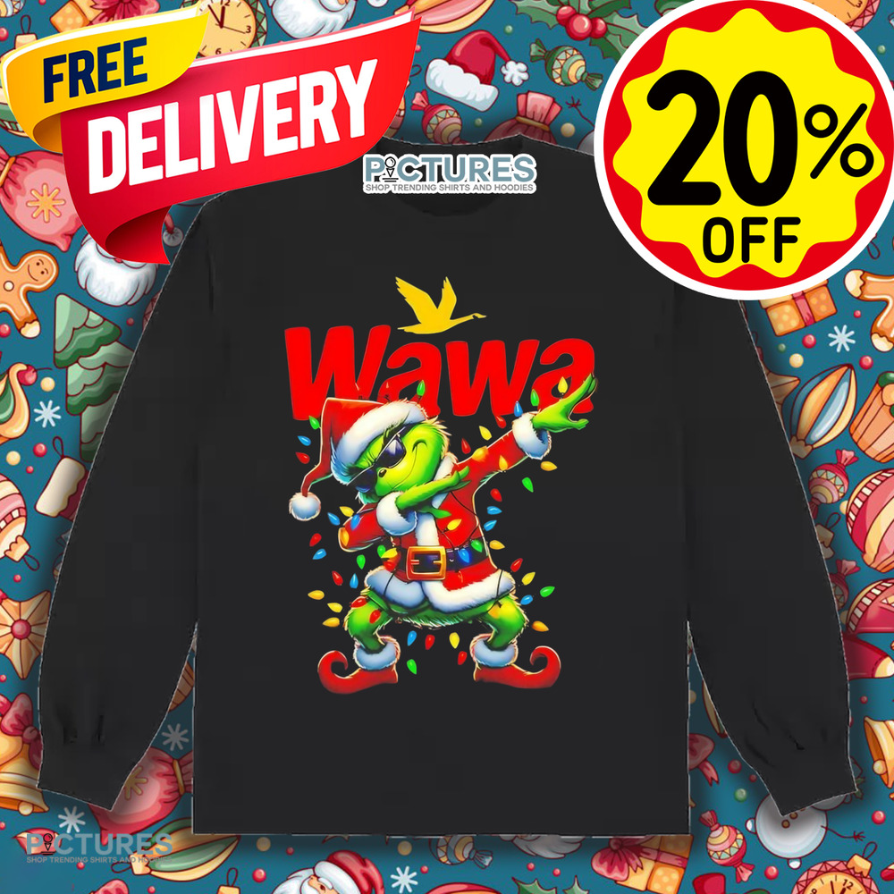 Grinch Santa dabbing Wawa Merry Christmas shirt