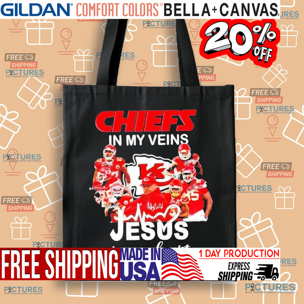 Kansas City Chiefs In My Veins Jesus In My Heart Super Bowl LVII Champions Signatures Shirt