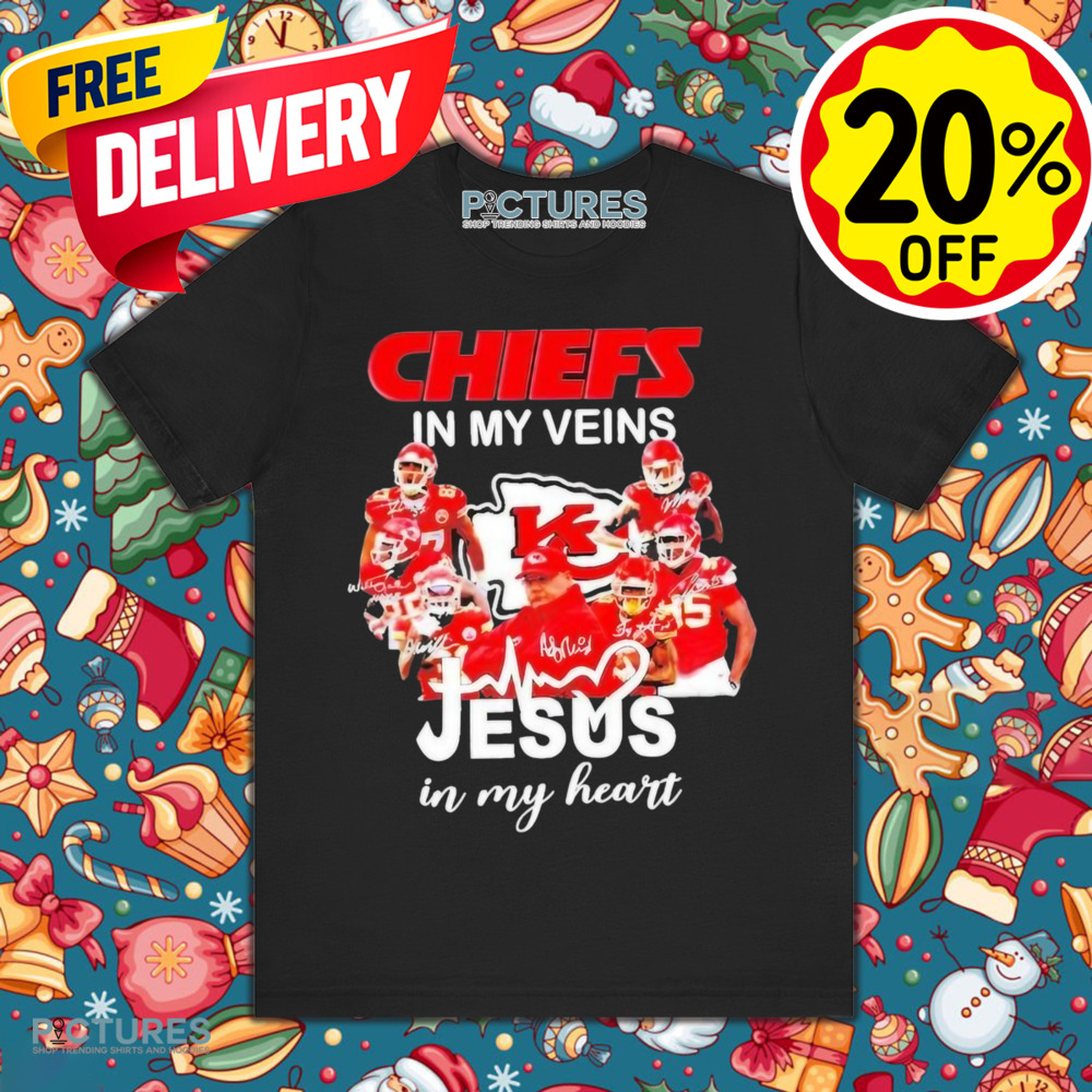 Kansas City Chiefs In My Veins Jesus In My Heart Super Bowl LVII Champions Signatures Shirt