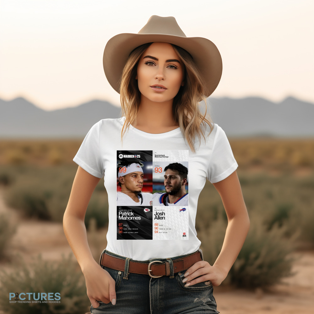 Kansas City Chiefs Patrick Mahomes Vs Buffalo Bills Josh Allen Quarterback Matchup Ratings Madden NFL 25 Poster Shirt