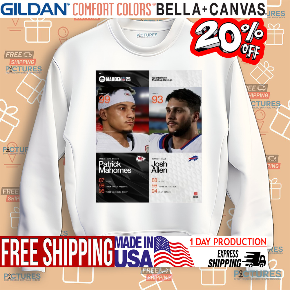 Kansas City Chiefs Patrick Mahomes Vs Buffalo Bills Josh Allen Quarterback Matchup Ratings Madden NFL 25 Poster Shirt