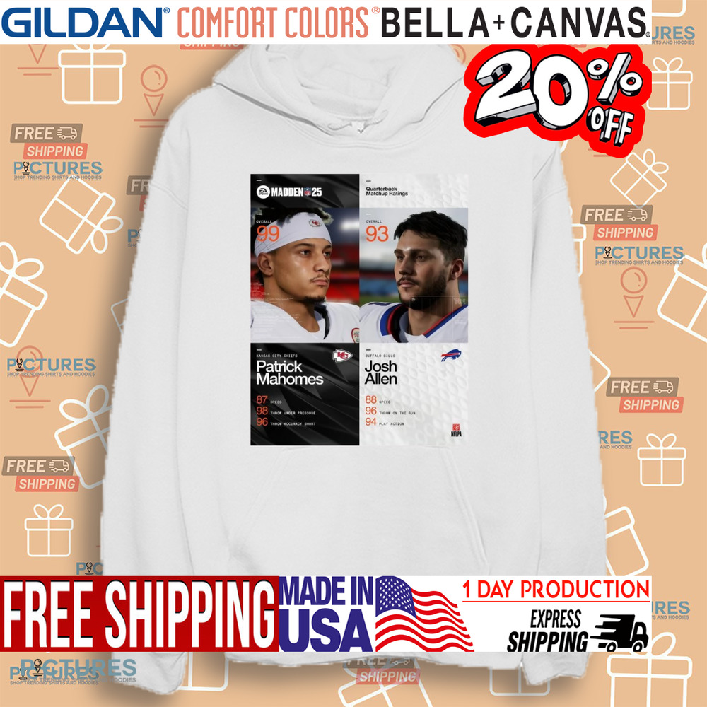 Kansas City Chiefs Patrick Mahomes Vs Buffalo Bills Josh Allen Quarterback Matchup Ratings Madden NFL 25 Poster Shirt
