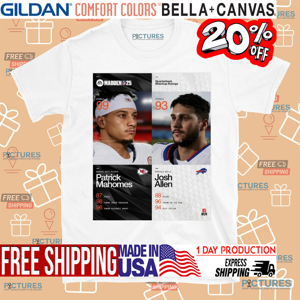 Kansas City Chiefs Patrick Mahomes Vs Buffalo Bills Josh Allen Quarterback Matchup Ratings Madden NFL 25 Poster Shirt