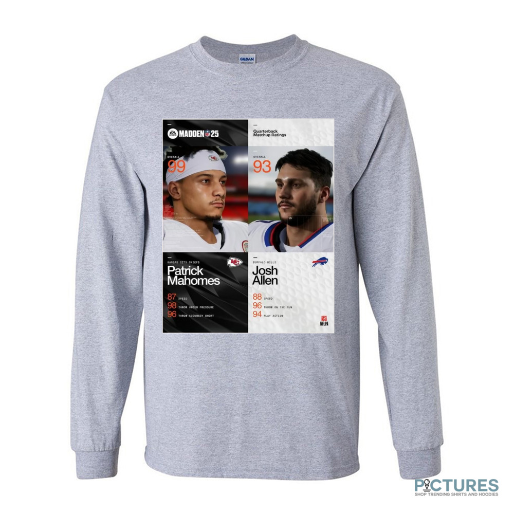 Kansas City Chiefs Patrick Mahomes Vs Buffalo Bills Josh Allen Quarterback Matchup Ratings Madden NFL 25 Poster Shirt