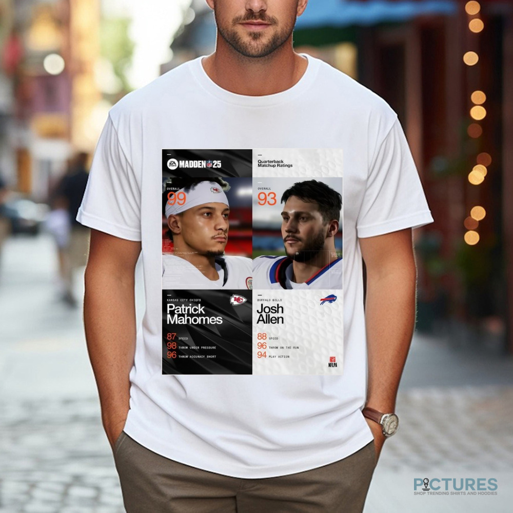 Kansas City Chiefs Patrick Mahomes Vs Buffalo Bills Josh Allen Quarterback Matchup Ratings Madden NFL 25 Poster Shirt