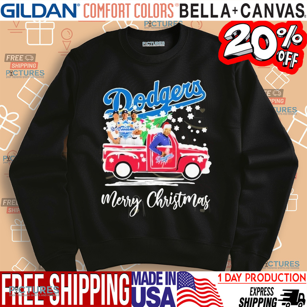 Los Angeles Dodgers On Car Merry Christmas Shirt