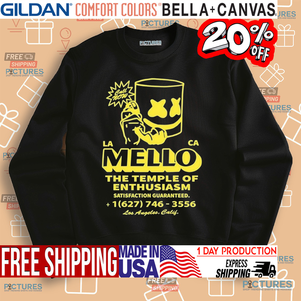 Marshmello Call Now The Temple Of Enthusiasm Satisfaction Guaranteed Los Angeles CA Shirt