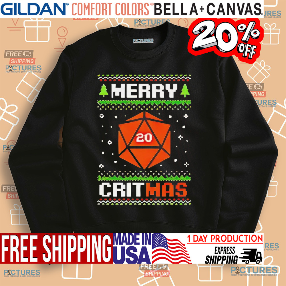 Merry Critmas Role Playing Game RPG Dice Ugly Christmas Shirt