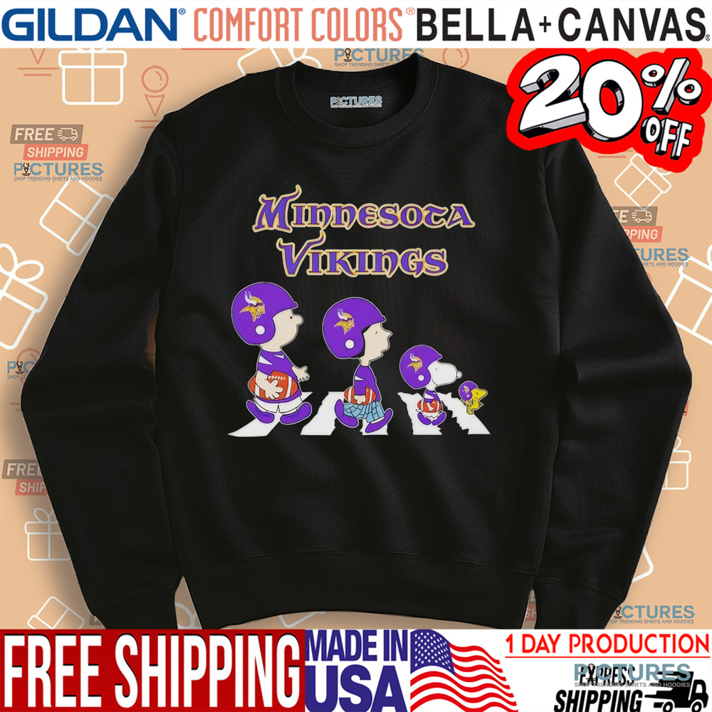 Minnesota Vikings Snoopy and friends abbey road let’s go shirt