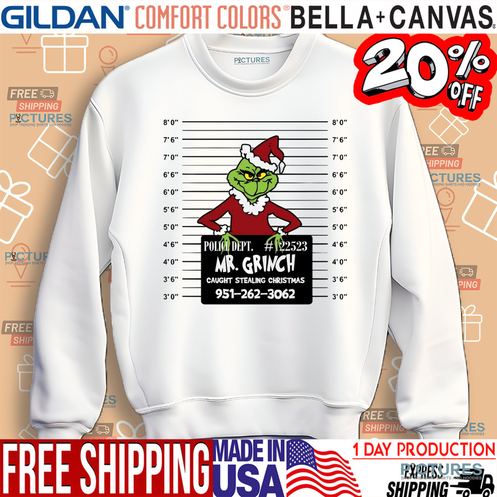 Mr. Grinch Caught Stole Christmas Police Dept Xmas Shirt