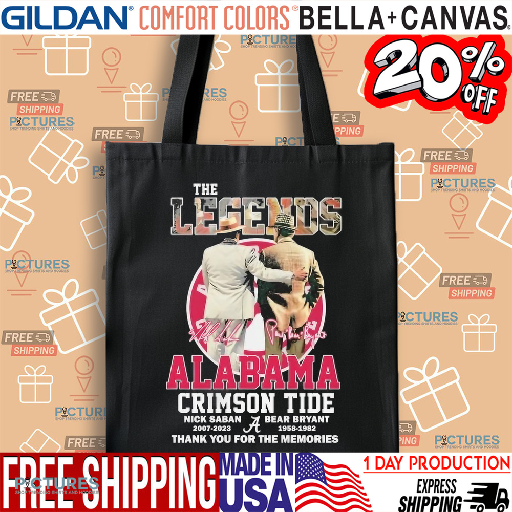 Nick Saban And Bear Bryant The Legends Alabama Crimson Tide Signature Thank You For The Memories Shirt