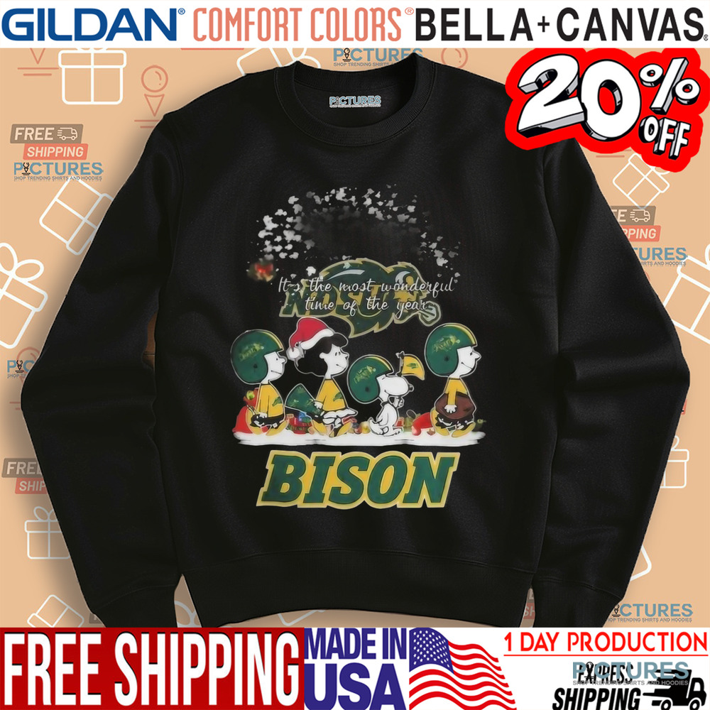 Peanuts Walking Merry Christmas North Dakota State Bison It’s The Most Wonderful Time Of The Year Shirt