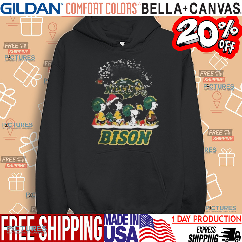 Peanuts Walking Merry Christmas North Dakota State Bison It’s The Most Wonderful Time Of The Year Shirt