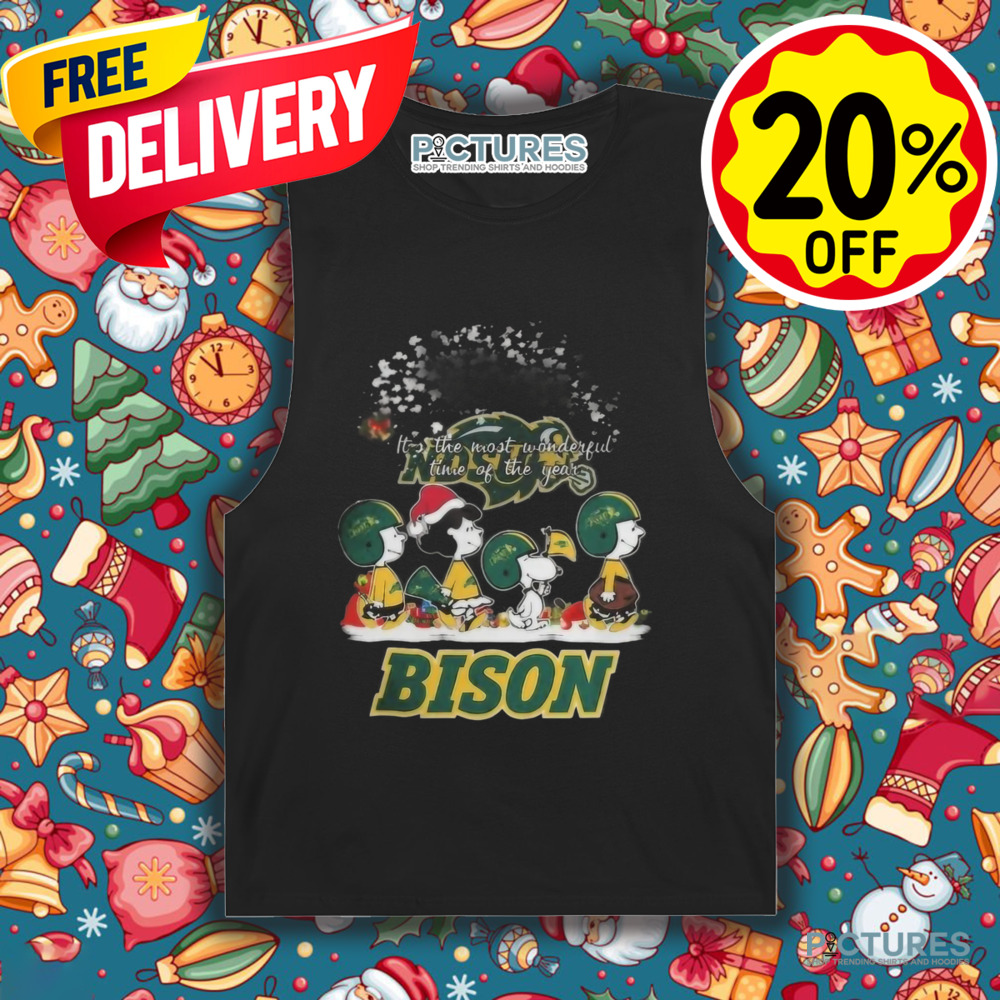 Peanuts Walking Merry Christmas North Dakota State Bison It’s The Most Wonderful Time Of The Year Shirt