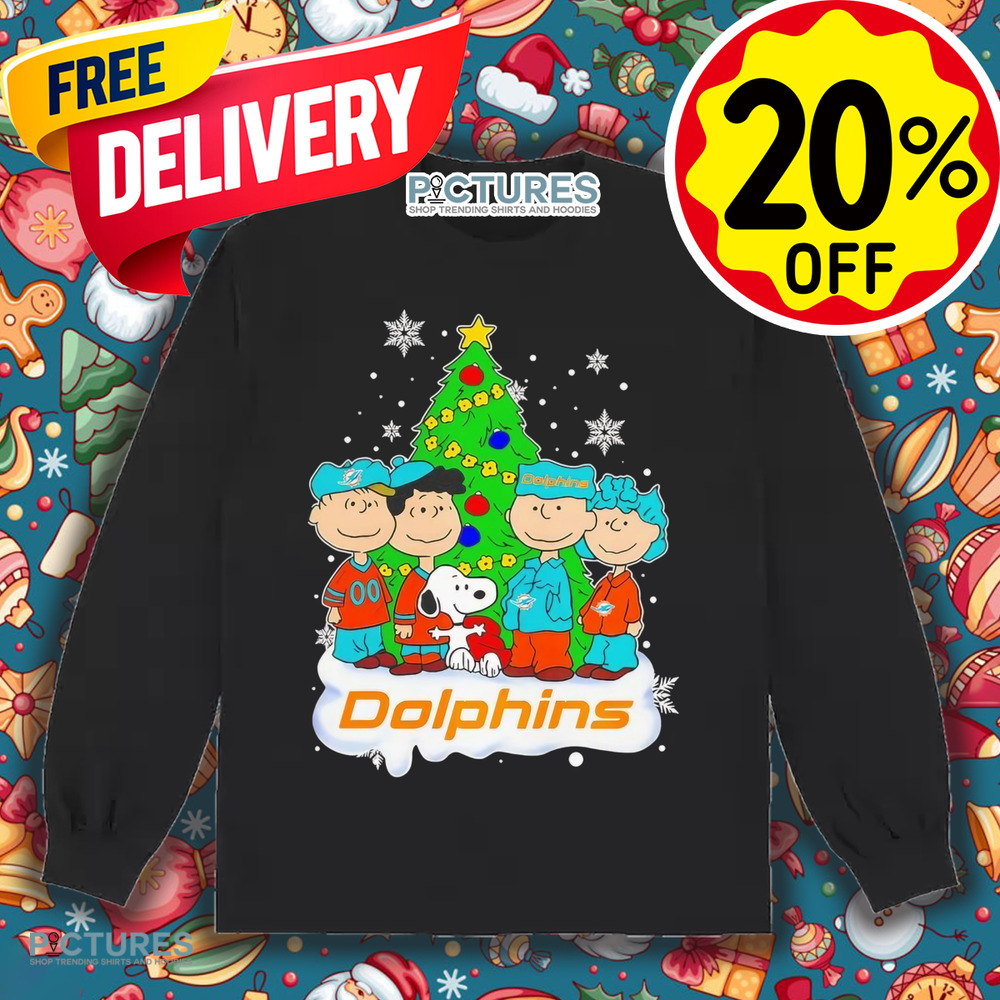 Peanuts characters Miami Dolphins Christmas Tree Shirt