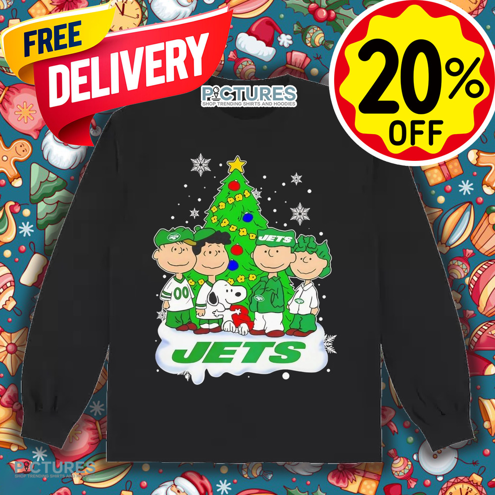 Peanuts characters New York Jets Christmas tree shirt