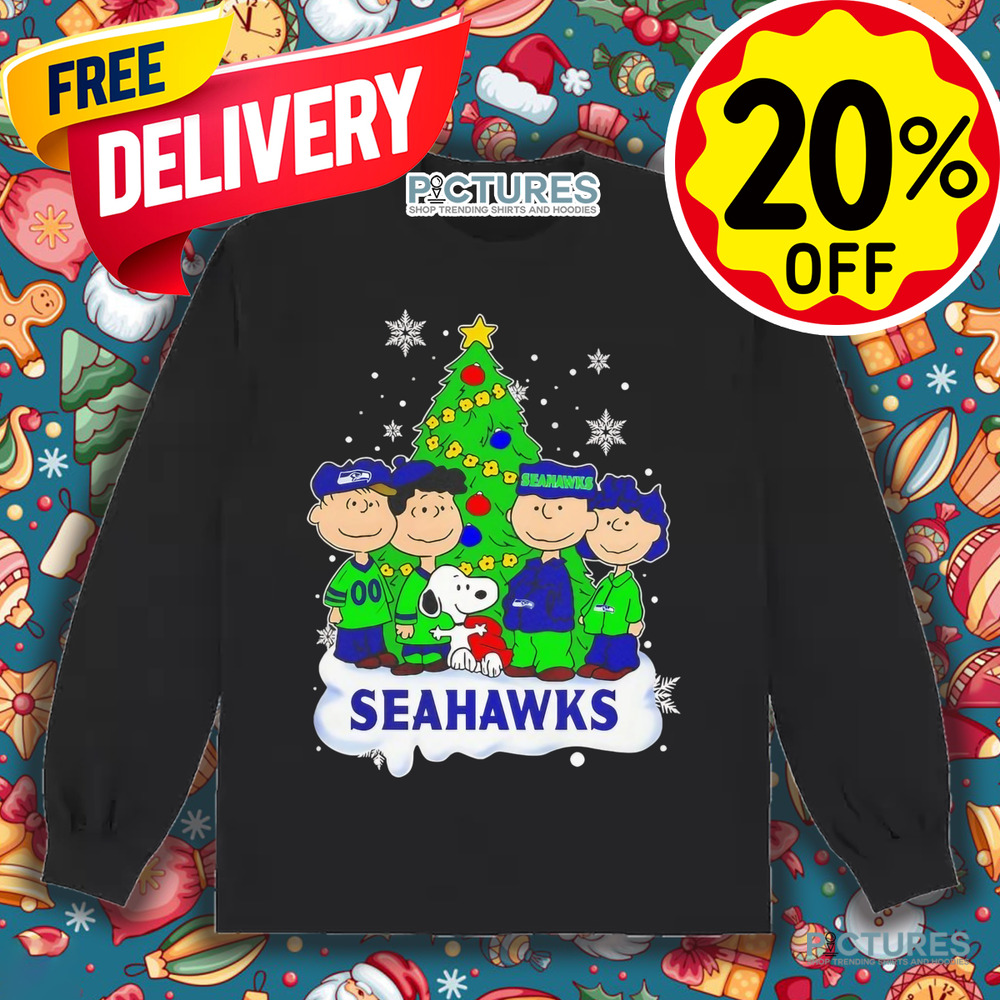 Peanuts characters Seattle Seahawks Christmas tree shirt