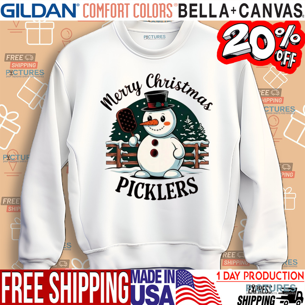 Pickleball Snowman Merry Christmas Picklers Shirt