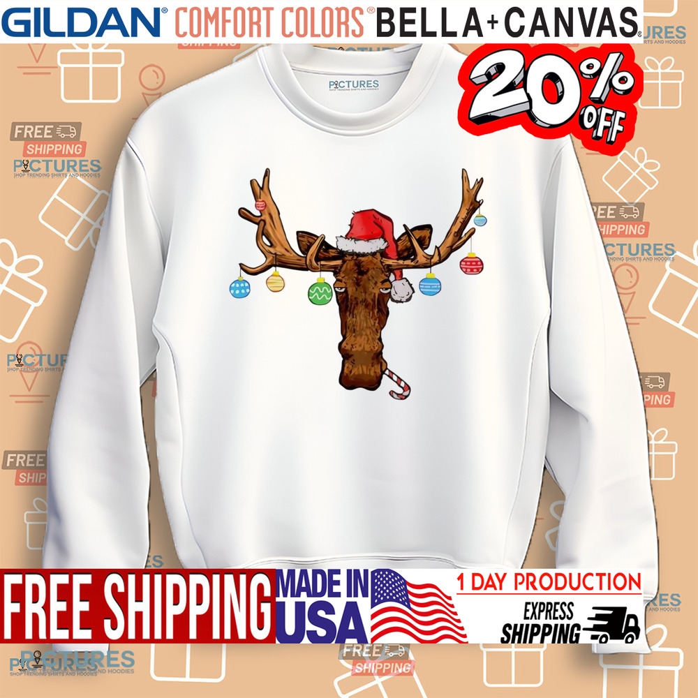 Reindeer Santa hat moose Christmas ball 2024 shirt