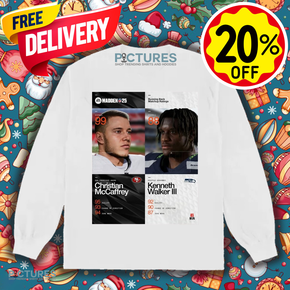 Running Back Matchup Ratings San Francisco 49ers Christian McCaffrey Vs Seattle Seahawks Kenneth Walker III Madden NFL 25 Poster Shirt
