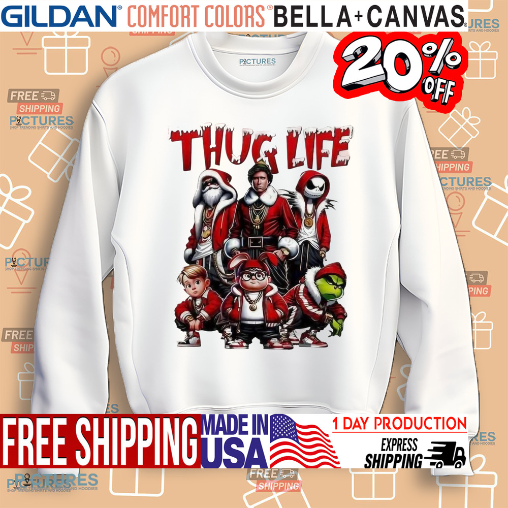 Santa Grinch Friends Christmas Thug Life Shirt