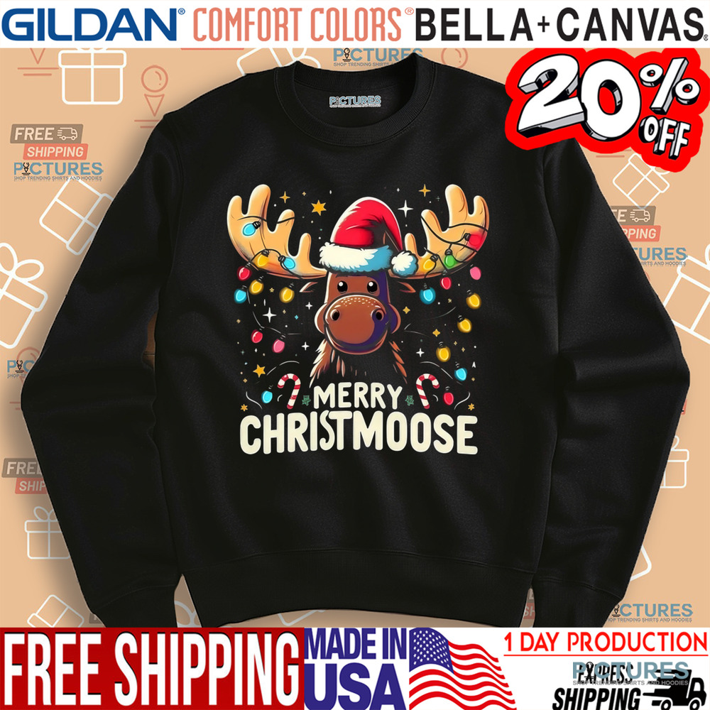 Santa Reindeer Merry Christmoose Xmas Shirt