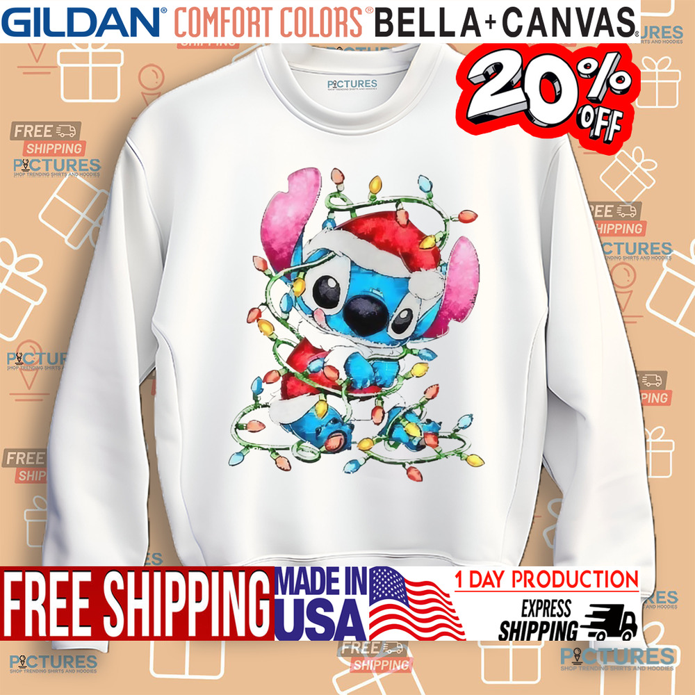 Santa Stitch with Christmas light shirt